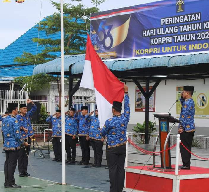 Peringati HUT Korpri ke-53, Rutan Kelas I Medan Gelar Upacara Bendera